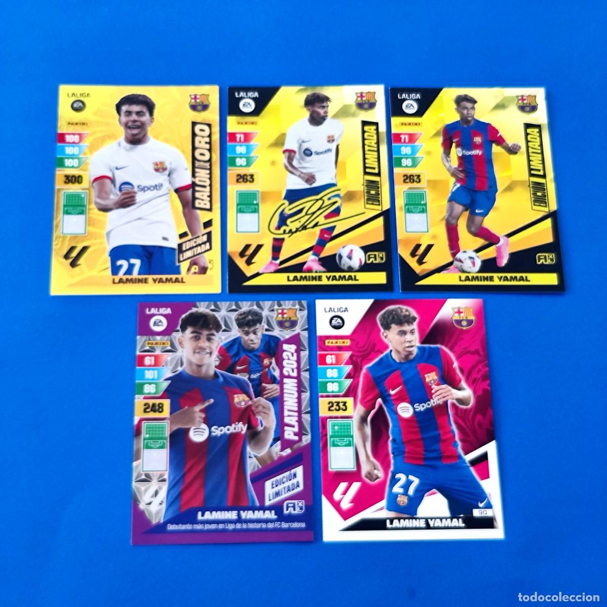 Cromos de f&uacute;tbol: Adrenalyn 2023 2024 / 23 24 Lamine Yamal Barcelona Bal&oacute;n de Oro Edici&oacute;n Limitada Firmada Platinum