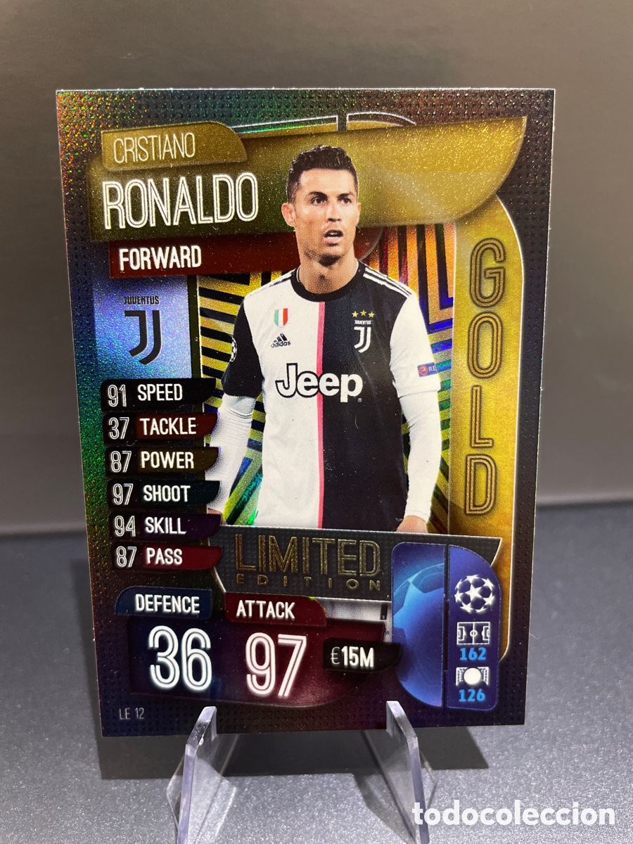 Figurine di Calcio: Cristiano Ronaldo LE 12 Gold Limited Edition Topps Match Attax 2019-20 Juventus