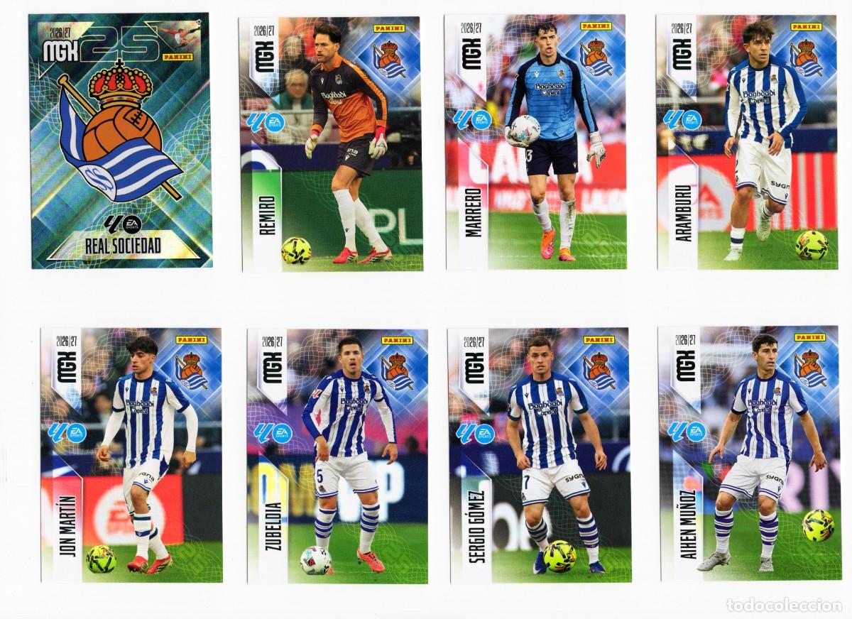 Cromos de f&uacute;tbol: PACK LOTE 17 REAL SOCIEDAD EQUIPO COMPLETO BASE 1&ordm; EDICI&Oacute;N MEGACRACKS 26 27 OYARZABAL
