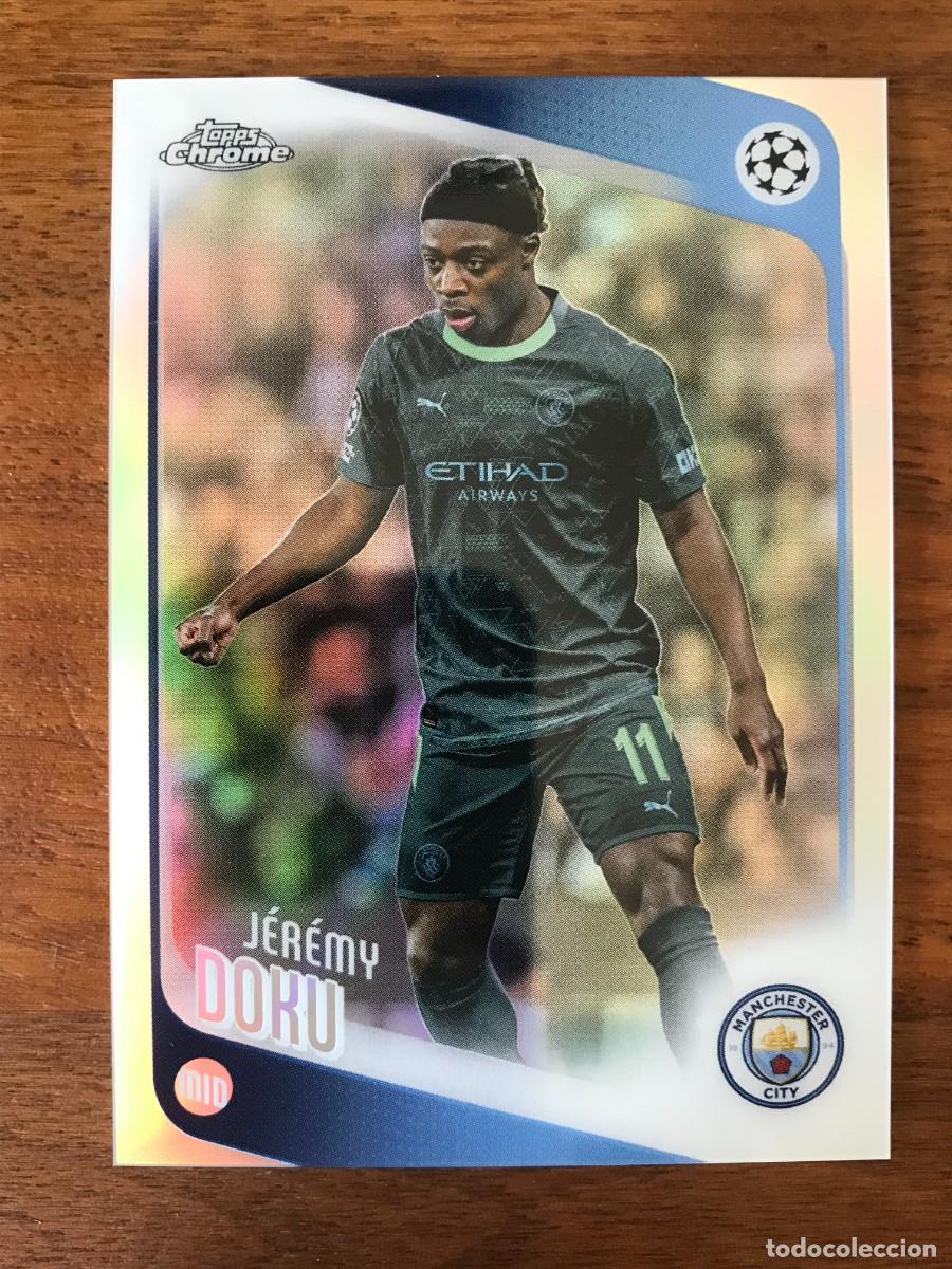 Cromos de f&uacute;tbol: JEREMY DOKU - MANCHESTER CITY - REFRACTOR - TOPPS CHROME UEFA CLUB COMPETITIONS 2025 2026