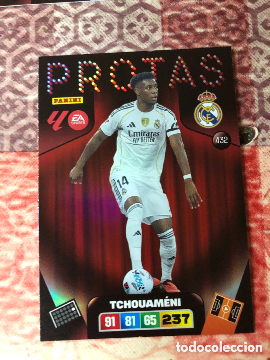 Figurine di Calcio: Tchouameni Protas n&uacute;mero 432 del Real Madrid cromo adrenalyn XL 25-26 2025-2026