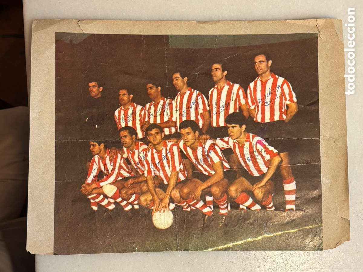 Figurine di Calcio: L&aacute;mina de f&uacute;tbol Ath Blilbao , con aut&oacute;grafos. A&ntilde;os 60-70