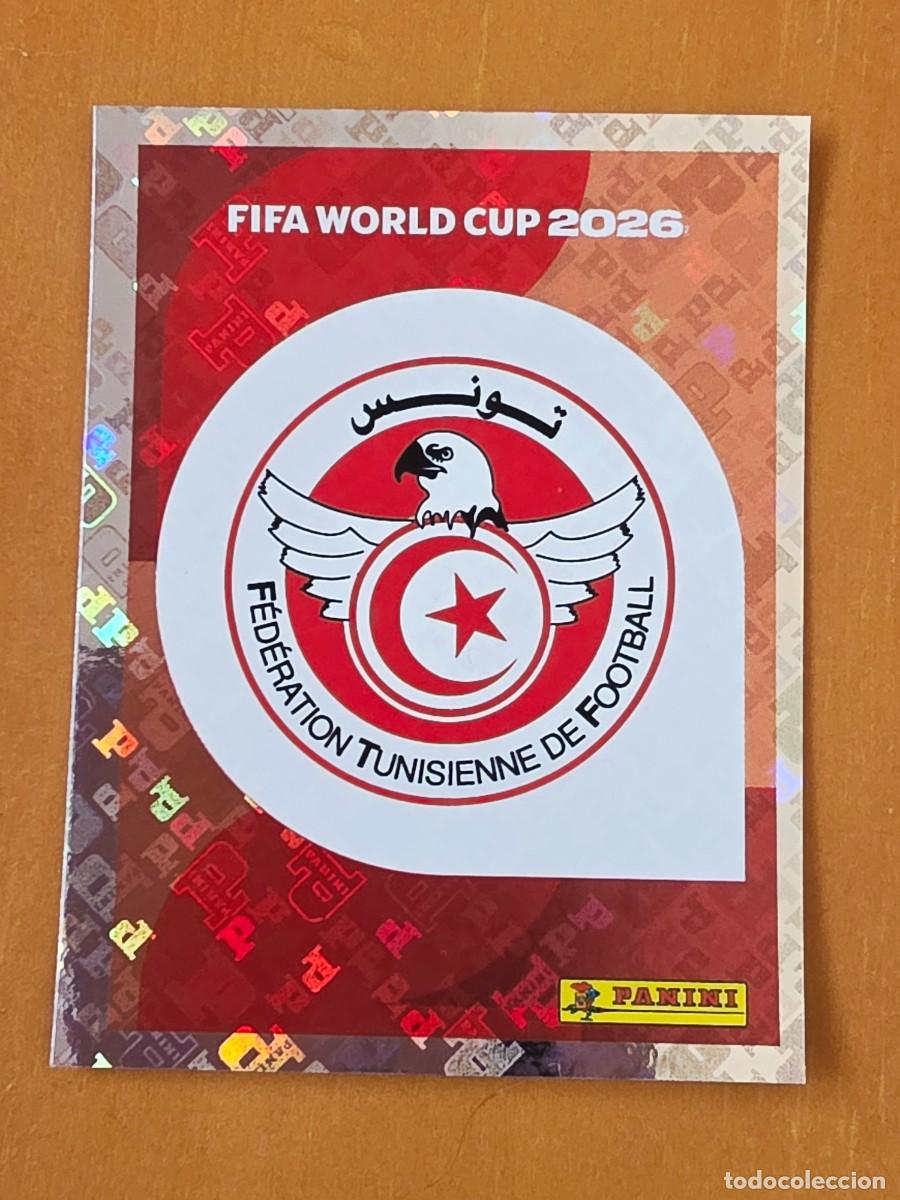 Cromos de Futebol: TUN 1 Escudo Logo emblema T&uacute;nez, Panini FIFA World Cup Mundial 2026 Sticker