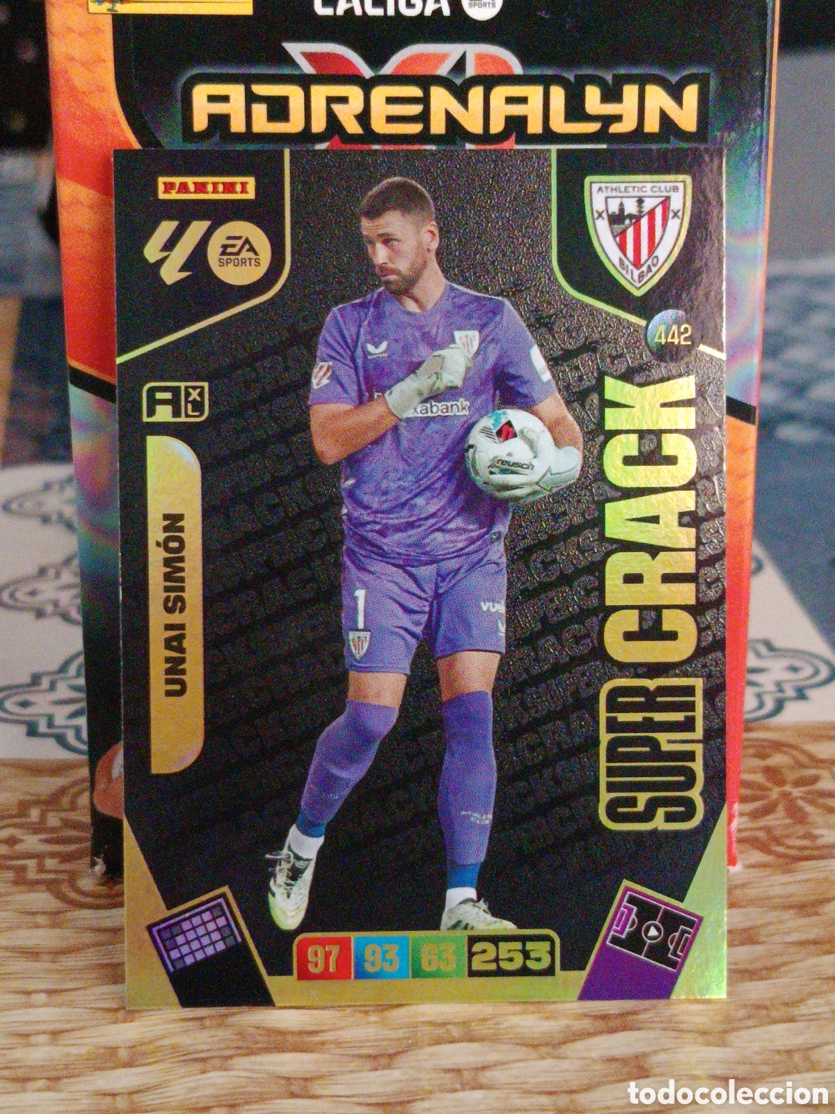 Cartes &agrave; collectionner de Football: UNAI SIMON ATHLETIC CLUB BILBAO SUPER CRACK N&ordm; 442 LIGA ADRENALYN 25 26 2025 2026 PANINI
