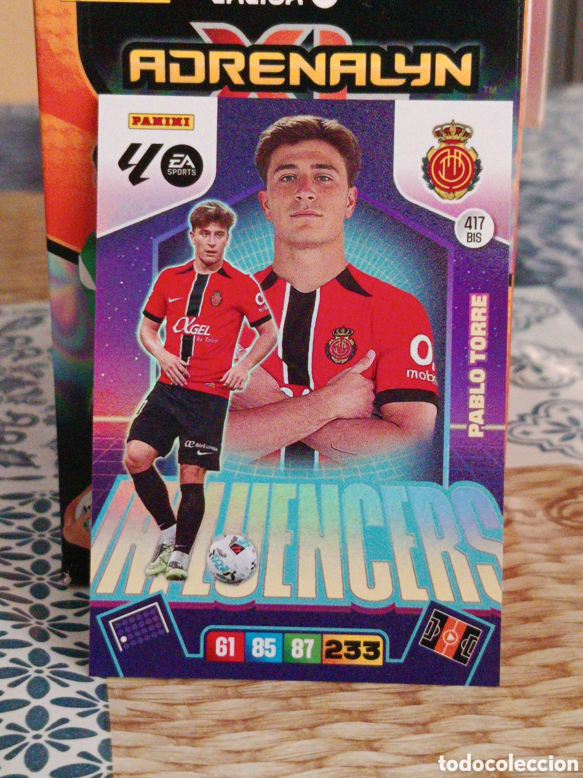 Fu&szlig;ball-Sticker: PABLO TORRE MALLORCA INFLUENCERS N&ordm; 417 BIS LIGA ADRENALYN 25 26 2025 2026 PANINSI