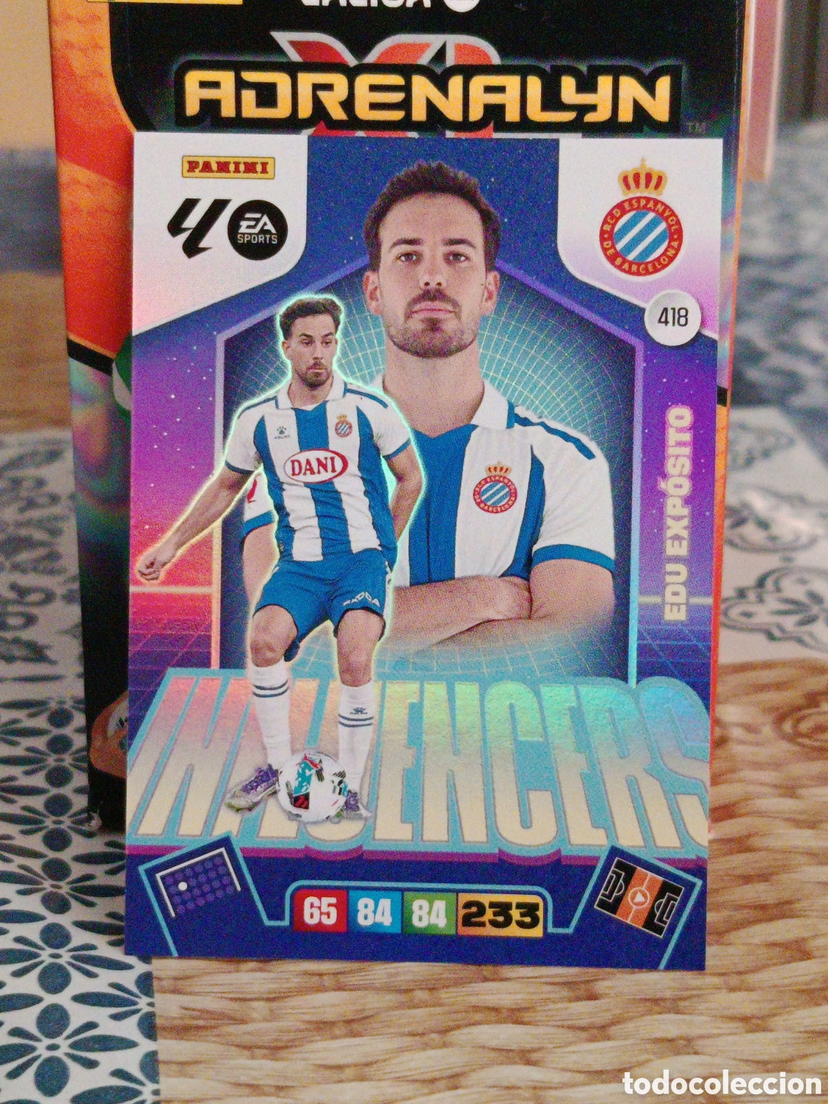 Fu&szlig;ball-Sticker: EDU EXPOSITO RCD ESPA&Ntilde;OL ESPANYOL INFLUENCERS N&ordm; 418 LIGA ADRENALYN 25 26 2025 2026 PANINSI
