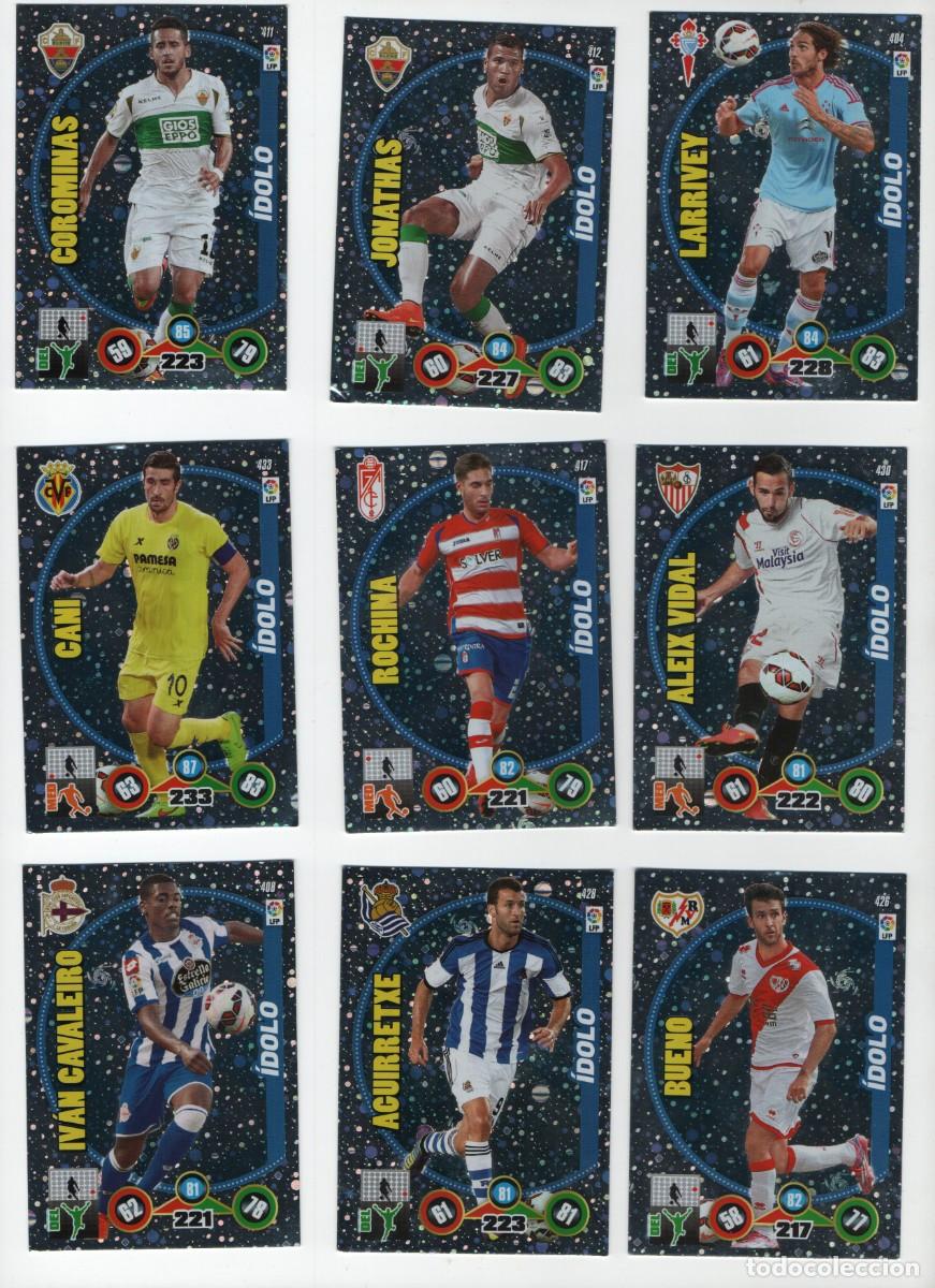 Cromos de f&uacute;tbol: Lote 12 Cartas Idolo Adrenalyn XL 2014/15 - Tiago, Cani, Agirretxe, Jonathas, Trujillo y mas