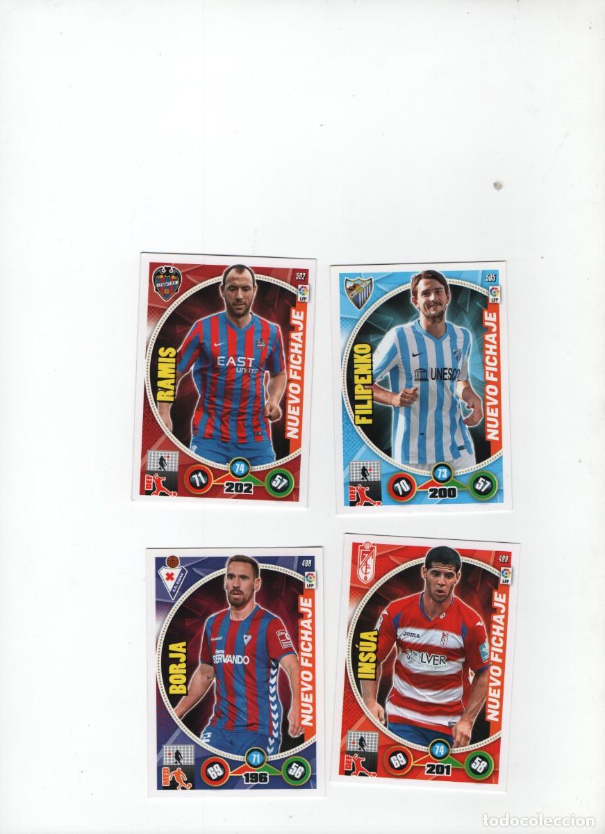 Cromos de f&uacute;tbol: Lote 4 Cartas Adrenalyn XL 2014/15 - Nuevos Fichajes Invierno (Ramis, Filipenko, Borja, Insua)