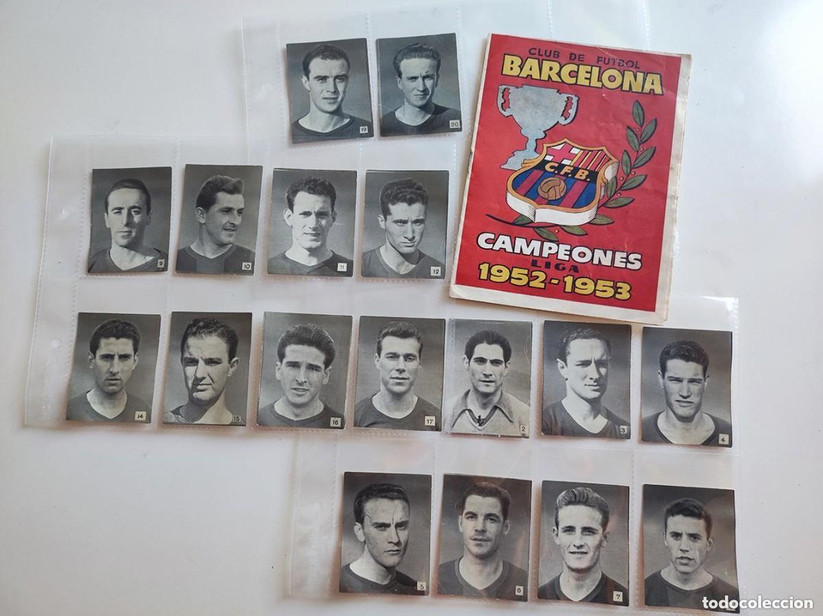 Cromos de f&uacute;tbol: Album Club de Futbol Barcelona Campeones de Liga 1952 - 53, 17 cromos sin pegar y album vacio