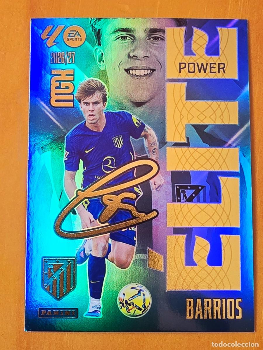 Cromos de f&uacute;tbol: 1P Pablo Barrios, Atl&eacute;tico de Madrid, &Eacute;lite Power aut&oacute;grafo , Panini Megacracks MGK 2026 2027 26 27
