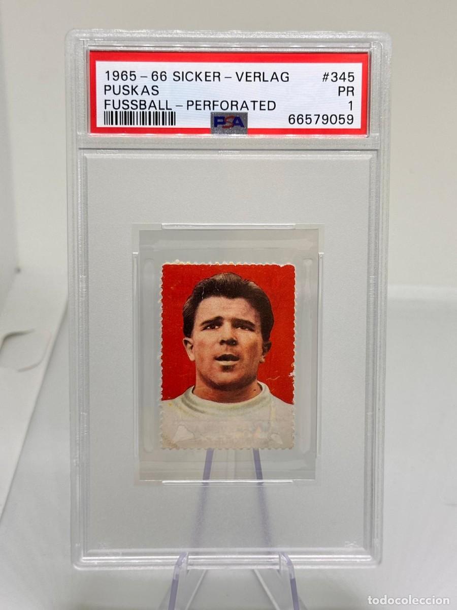 Fu&szlig;ball-Sticker: Puskas #345 Sicker Verlag Fussball Perforated 1965 66 Psa 1