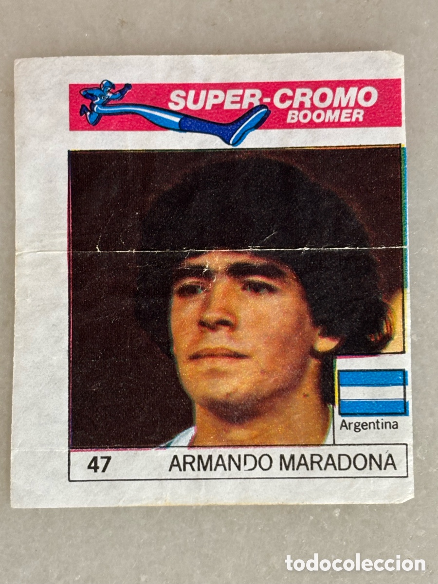 Cromos de f&uacute;tbol: Cromo f&uacute;tbol Diego Maradona. &Aacute;lbum chicles Boomer. Buen estado