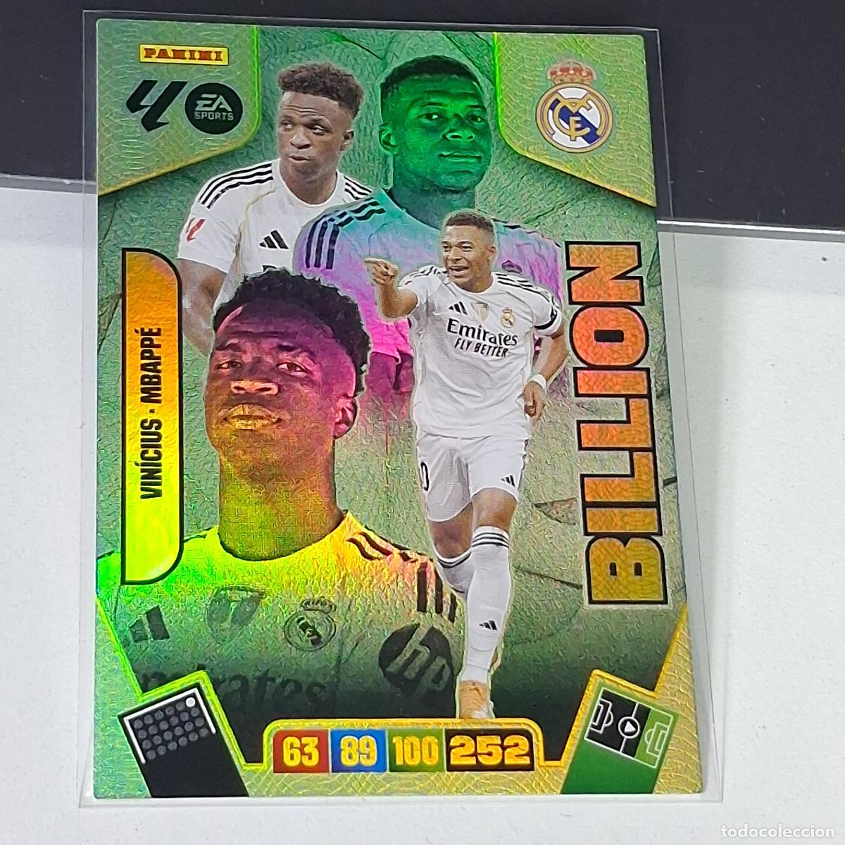 Cartes &agrave; collectionner de Football: D1 VINICIUS MBAPPE REAL MADRID SOBRE MOMENTUM ORO BILLION ADRENALYN 2025 2026 25 26