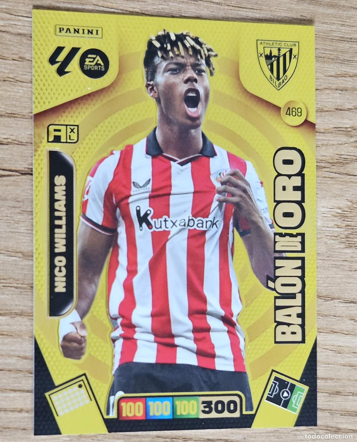Cromos de f&uacute;tbol: Nico Williams (Athletic de Bilbao). Cromo Adrenalyn XL Panini 2025-2026 (25-26). Bal&oacute;n de Oro