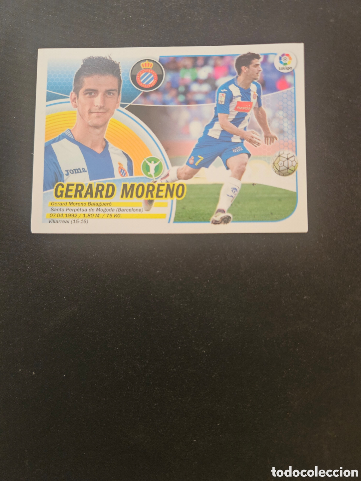 Fu&szlig;ball-Sticker: GERARD MORENO N&ordm; 15 R.C.D. ESPANYOL &ndash; LIGA ESTE 2016-17 PANINI