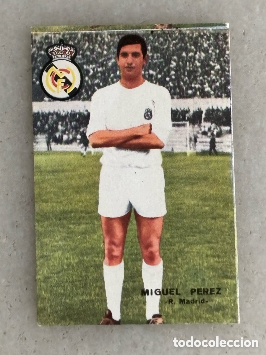 Cromos de f&uacute;tbol: Cromo f&uacute;tbol Miguel P&eacute;rez Real Madrid. &Aacute;lbum Fer 1967 68 despegado