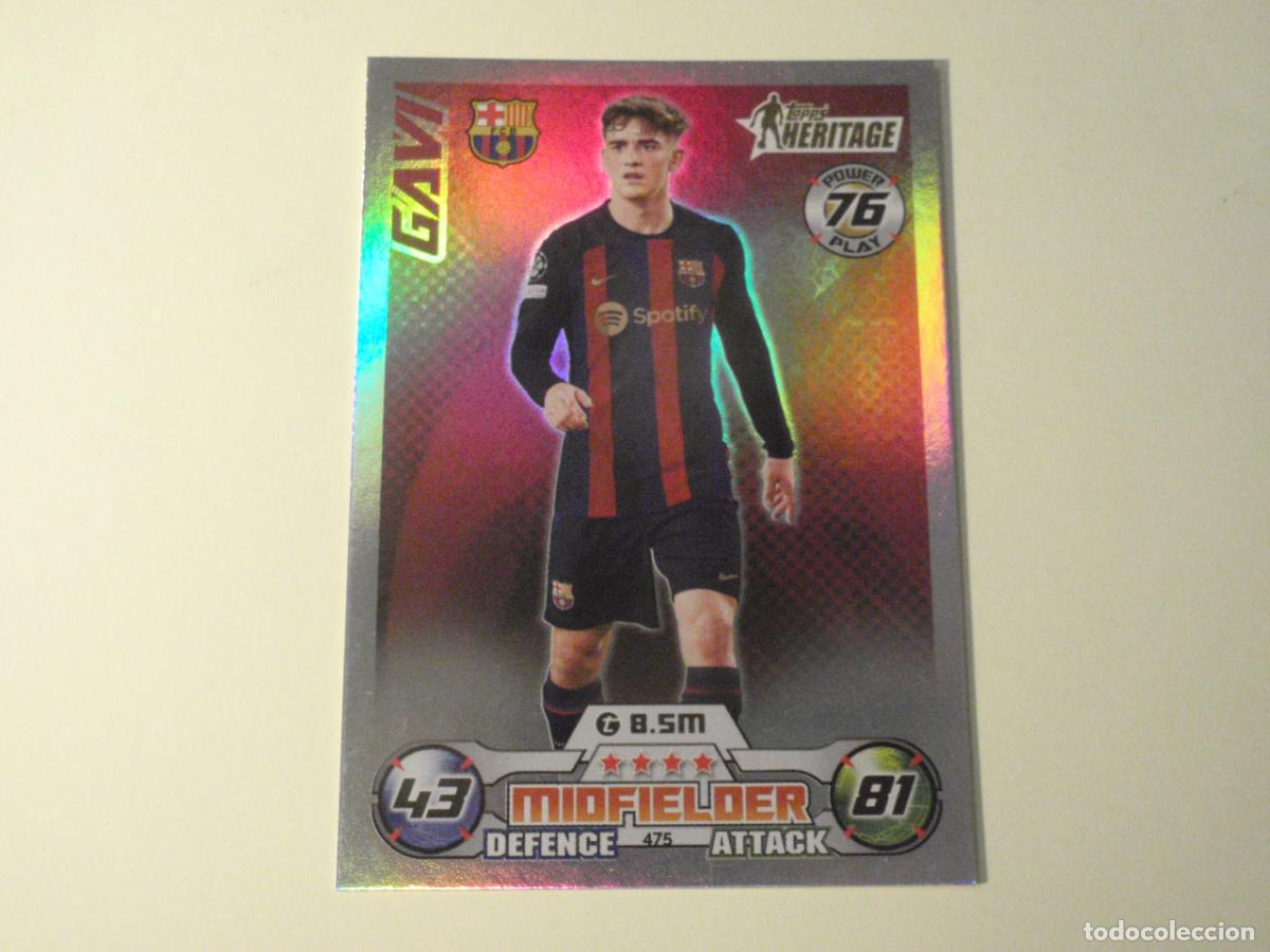 Football Stickers: 475 GAVI Barcelona HERITAGE. TRADING CARD UEFA CHAMPIONS LEAGUE 2023 2024. TOPPS MATCH ATTAX 23 24