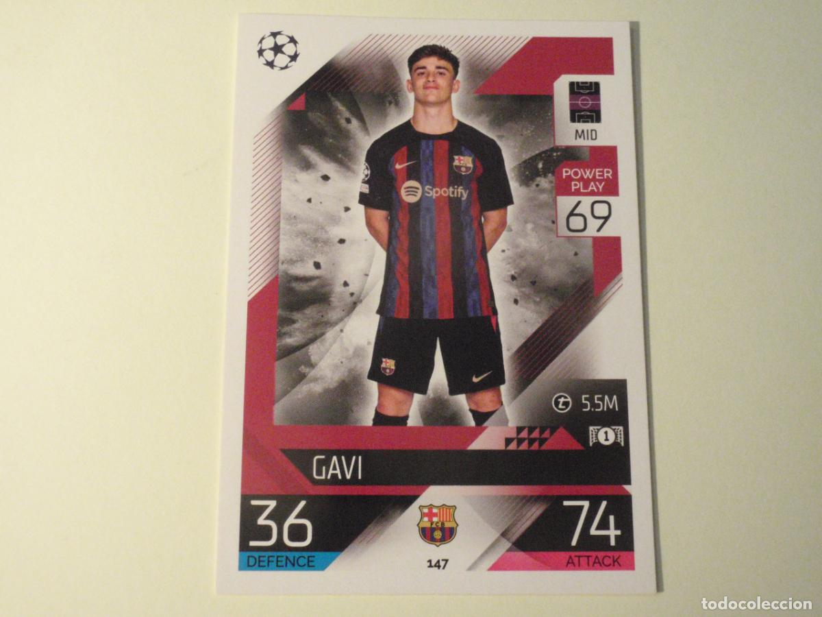 Fu&szlig;ball-Sticker: 147 GAVI Barcelona. TRADING CARD UEFA CHAMPIONS LEAGUE 2023 2024. TOPPS MATCH ATTAX 23 24