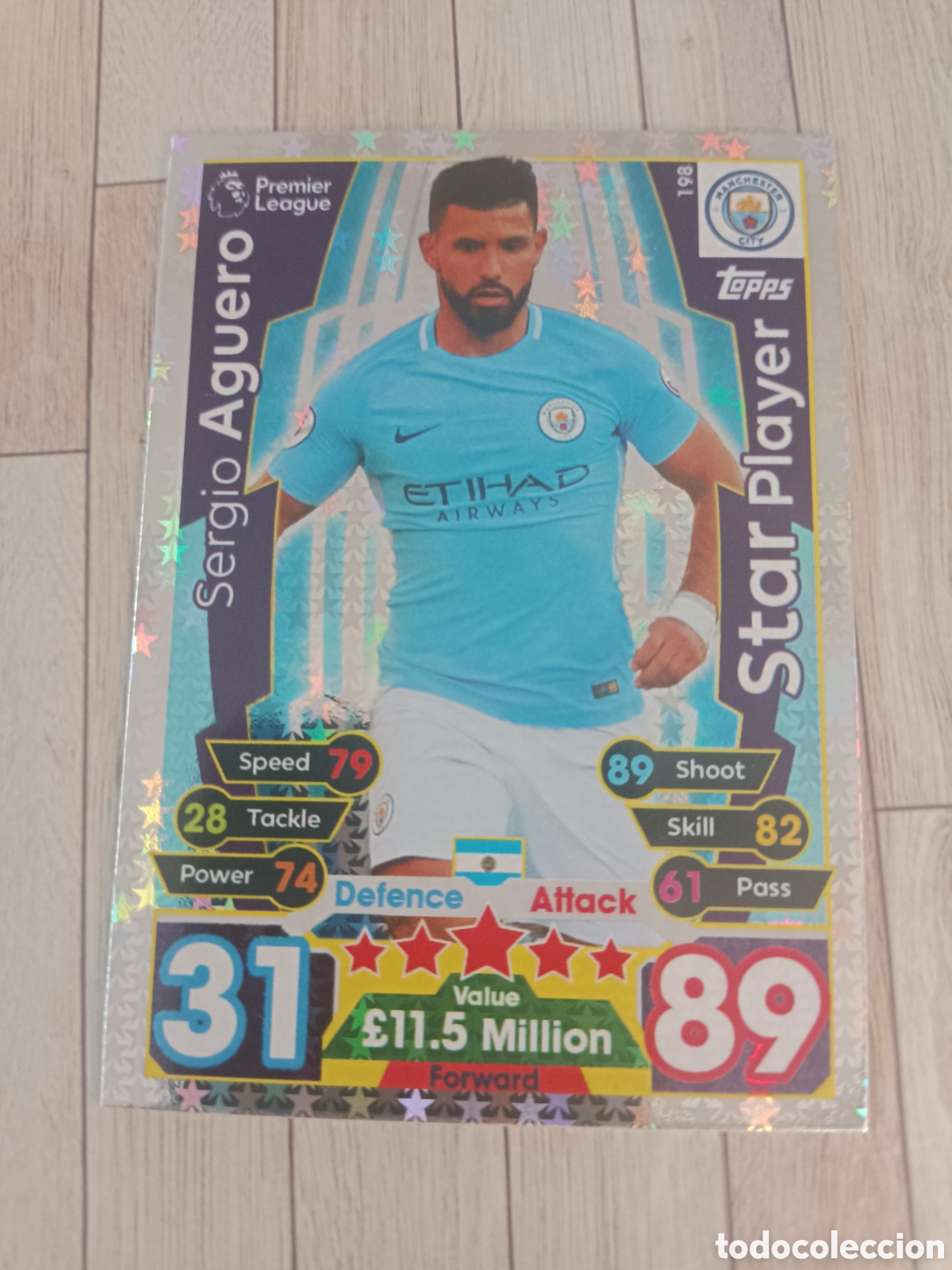 Cromos de Futebol: 198 SERGIO AGUERO STAR PLAYER MANCHESTER CITY MATCH ATTAX PREMIER LEAGUE 2017 2018 TOPPS 17 18