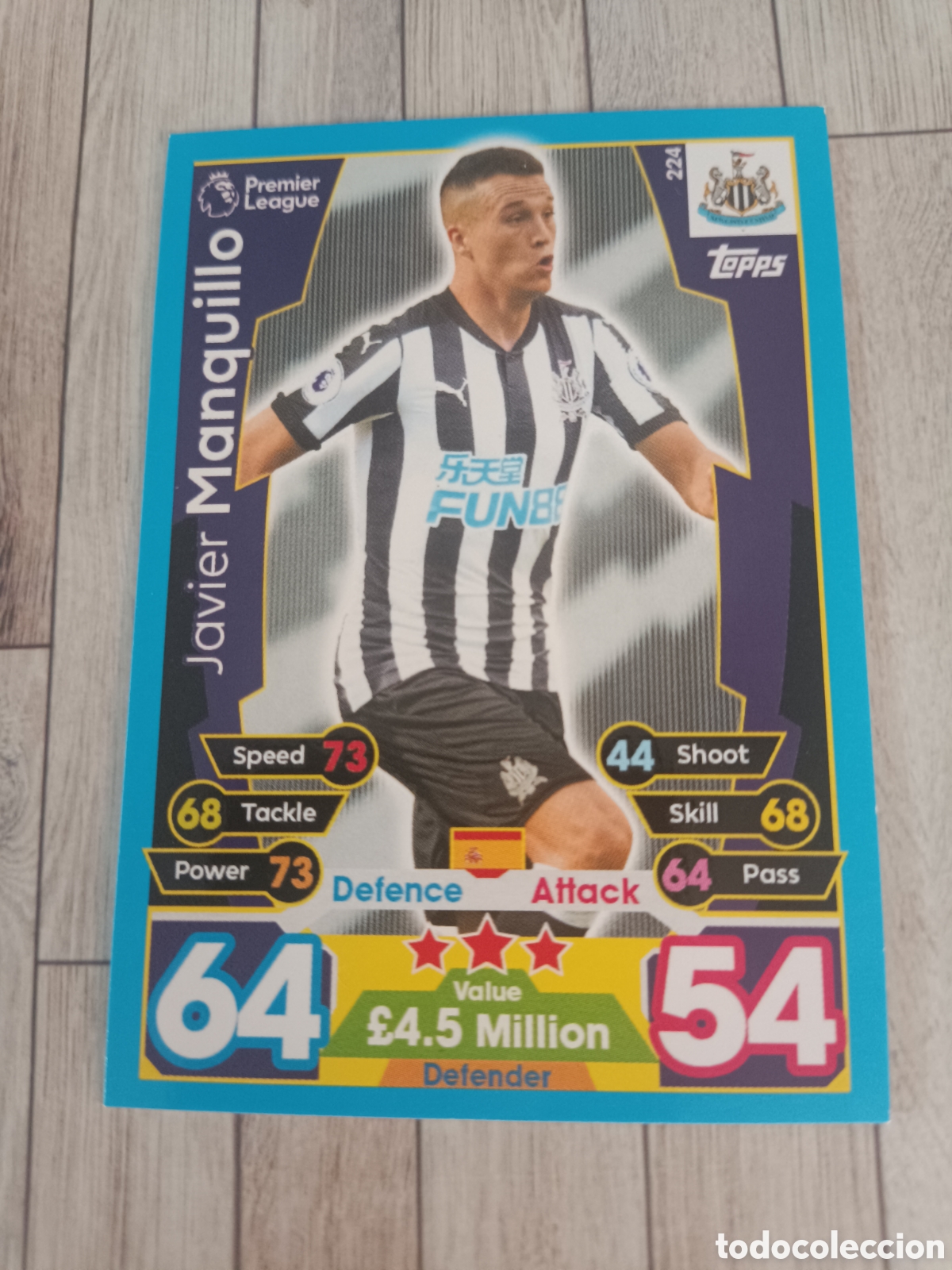 Cromos de f&uacute;tbol: 224 MANQUILLO NEWCASTLE MATCH ATTAX PREMIER LEAGUE 2017 2018 TOPPS 17 18