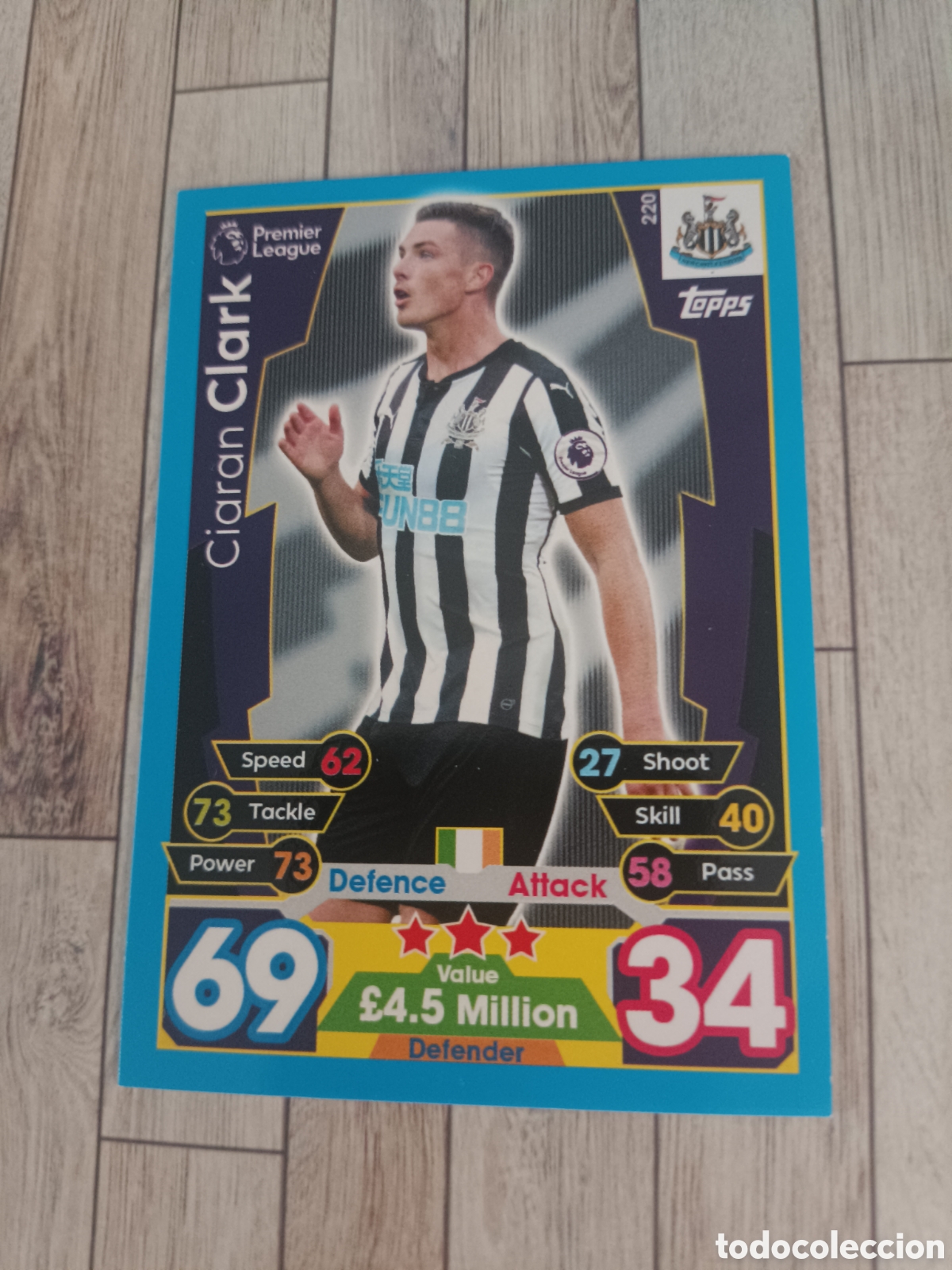 Fu&szlig;ball-Sticker: 220 CIARAN CLARK NEWCASTLE MATCH ATTAX PREMIER LEAGUE 2017 2018 TOPPS 17 18