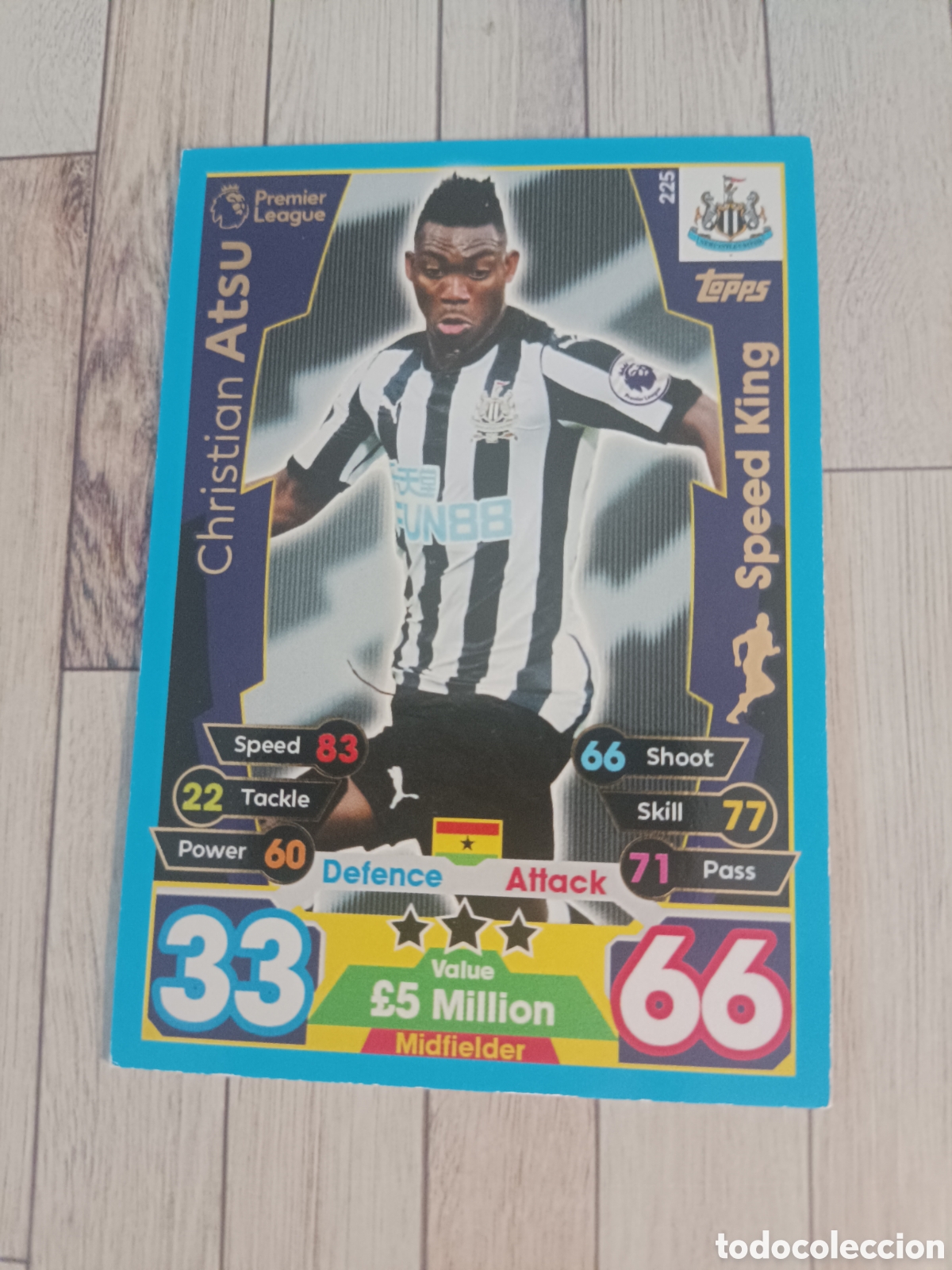 Football Stickers: 225 ATSU SPEED KING NEWCASTLE MATCH ATTAX PREMIER LEAGUE 2017 2018 TOPPS 17 18