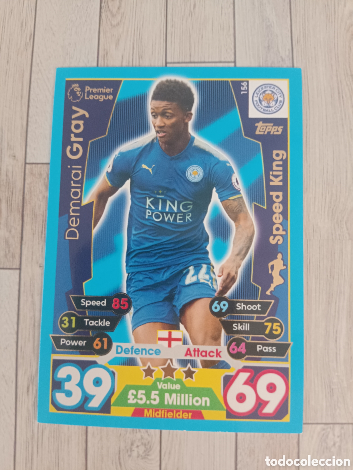 Football Stickers: 156 GRAY SPEED KING LEICESTER MATCH ATTAX PREMIER LEAGUE 2017 2018 TOPPS 17 18