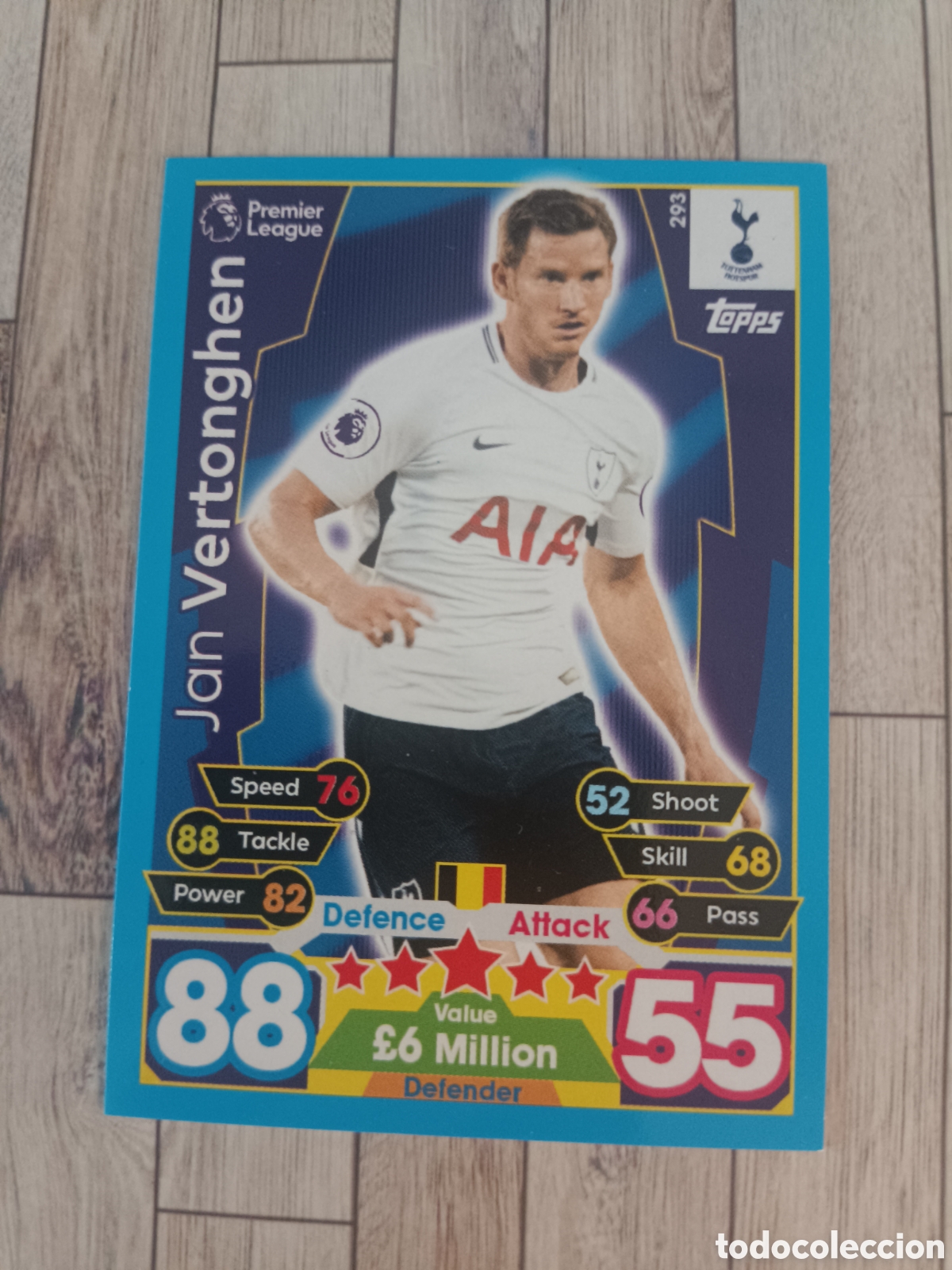 Cromos de f&uacute;tbol: 293 VERTONGHEN TOTTENHAM HOTSPUR MATCH ATTAX PREMIER LEAGUE 2017 2018 TOPPS 17 18