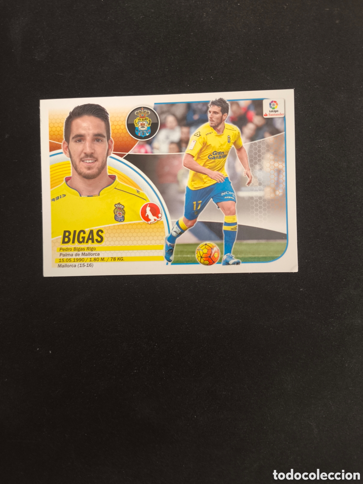 Cromos de f&uacute;tbol: BIGAS N&ordm; 6 &ndash; U.D. LAS PALMAS &ndash; LIGA ESTE 2016-17 PANINI