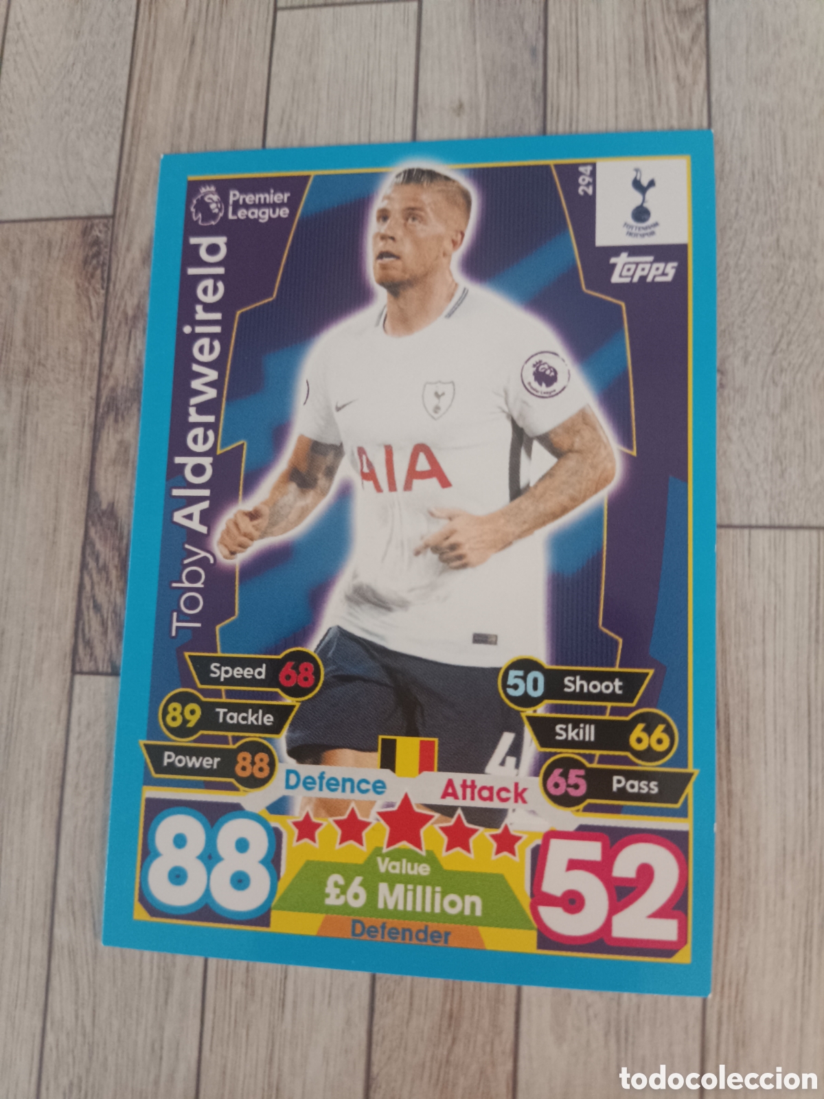 Cromos de f&uacute;tbol: 294 ALDERWEIRELD TOTTENHAM HOTSPUR MATCH ATTAX PREMIER LEAGUE 2017 2018 TOPPS 17 18