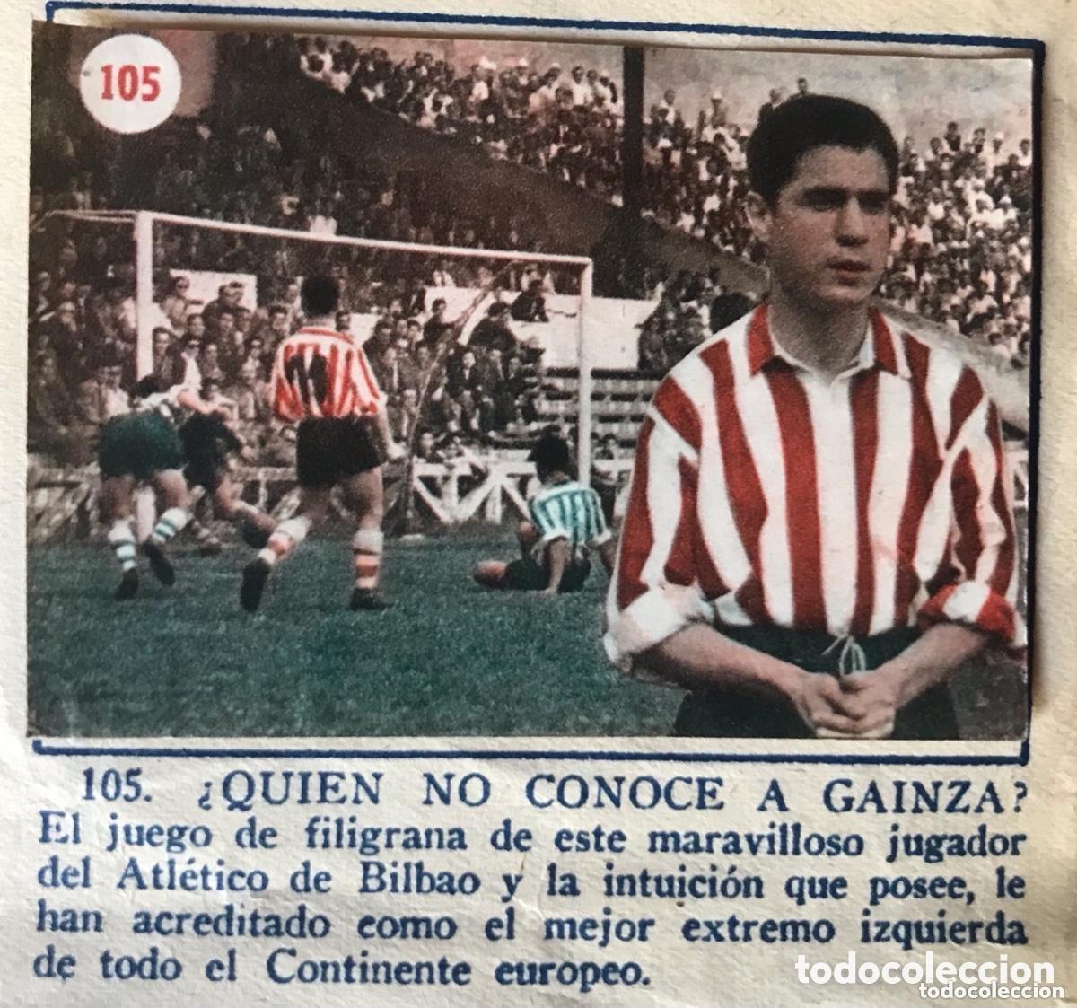 Cromos de Futebol: Cromo f&uacute;tbol Gainza Bilbao &Aacute;lbum escenas deportivas 1953
