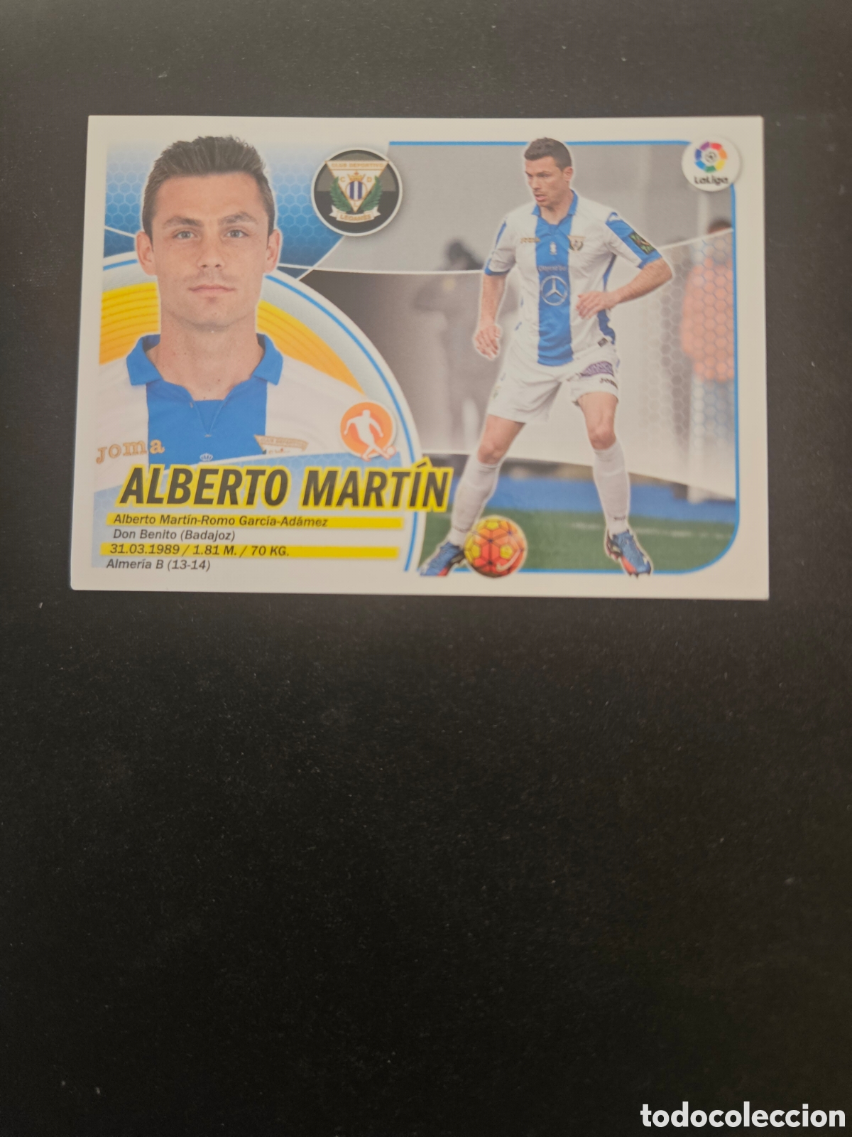 Cromos de f&uacute;tbol: ALBERTO MART&Iacute;N N&ordm; 8 C.D. LEGAN&Eacute;S &ndash; LIGA ESTE 2016-17 PANINI 1/2