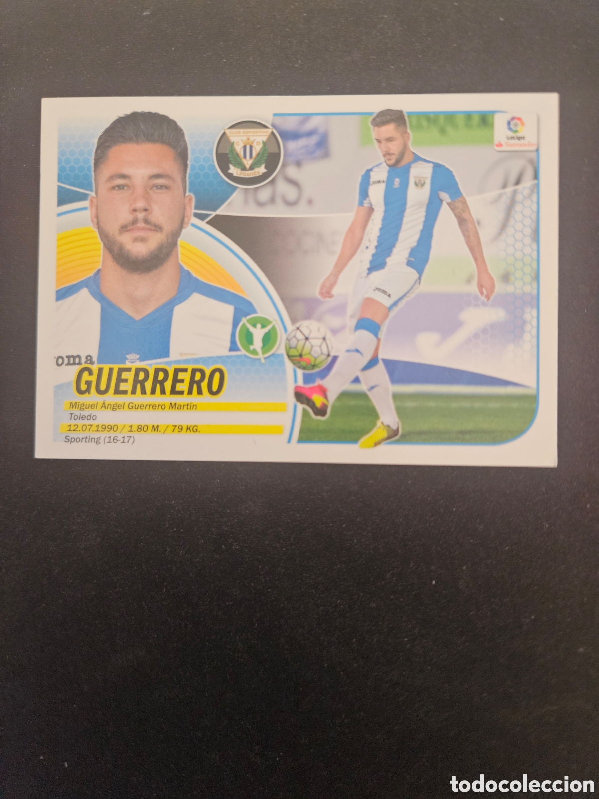 Cromos de f&uacute;tbol: GUERRERO N&ordm; 15 C.D. LEGAN&Eacute;S &ndash; LIGA ESTE 2016-17 PANINI 1/2