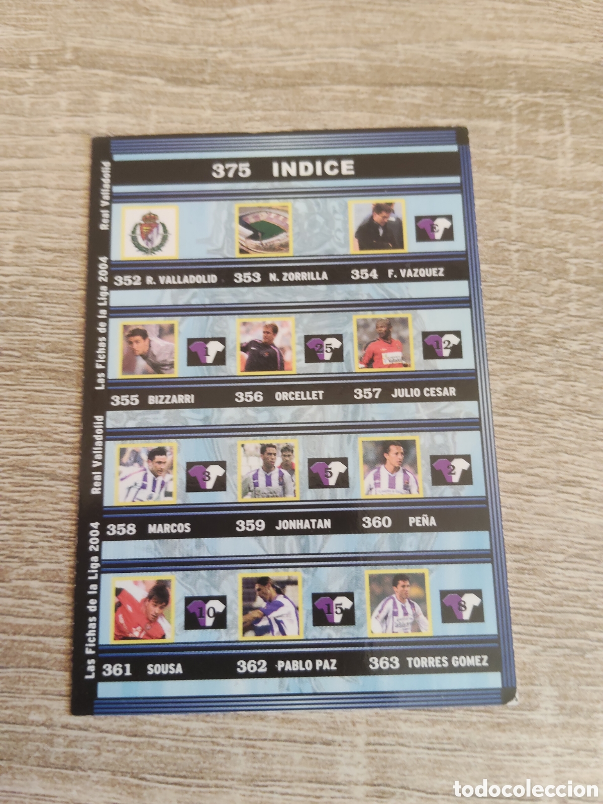 Cromos de f&uacute;tbol: Mundicromo las fichas de la liga 2004 375 &Iacute;ndice Real Valladolid