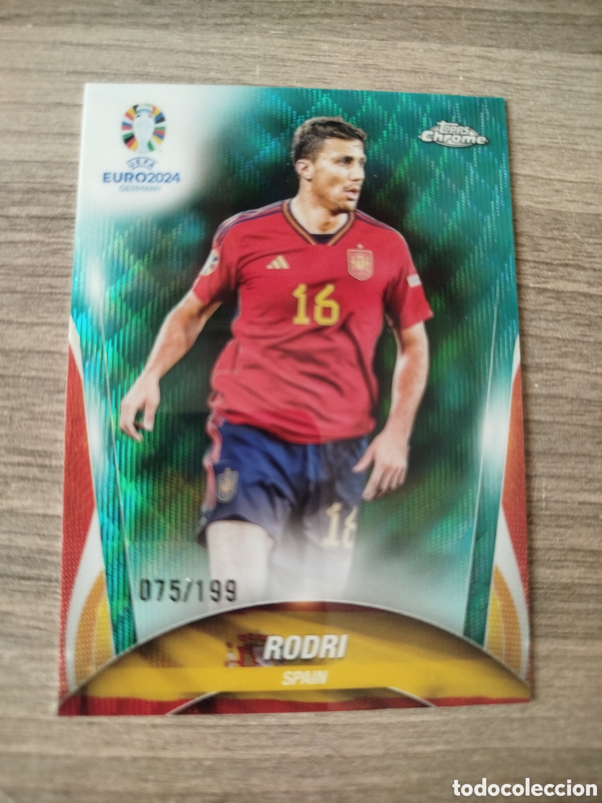 Cromos de f&uacute;tbol: TOPPS CHROME.ESPA&Ntilde;A. RODRI (NUMERADA 75/199.CAMPE&Oacute;N DE EUROPA)