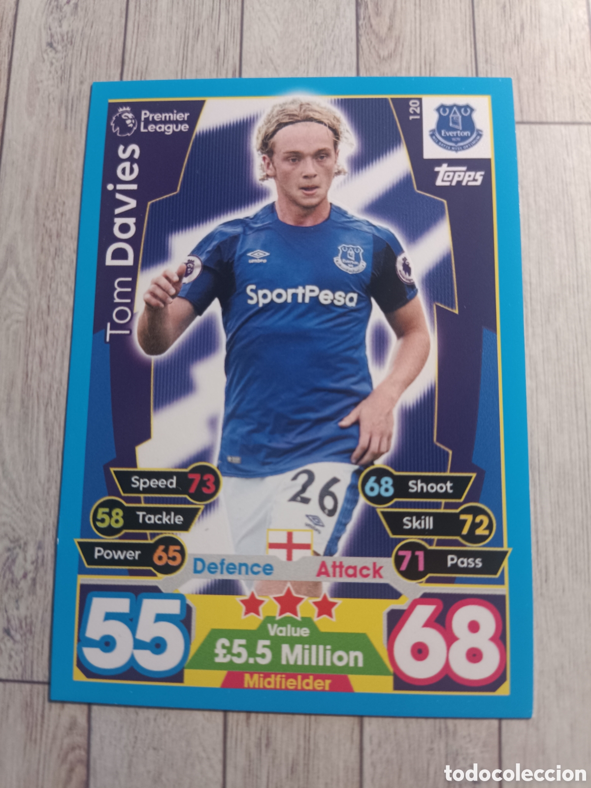 Cromos de f&uacute;tbol: 120 TOM DAVIES EVERTON MATCH ATTAX PREMIER LEAGUE 2017 2018 TOPPS 17 18