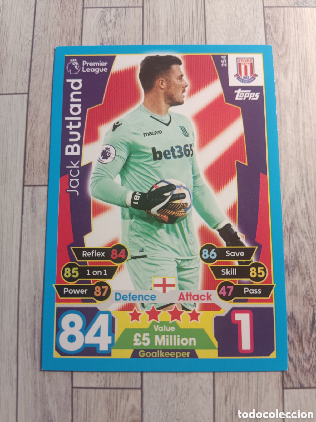 Cromos de f&uacute;tbol: 254 JACK BUTLAND STOKE CITY MATCH ATTAX PREMIER LEAGUE 2017 2018 TOPPS 17 18