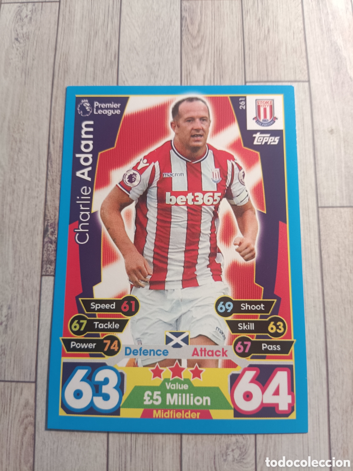 Cromos de f&uacute;tbol: 261 CHARLIE ADAM STOKE CITY MATCH ATTAX PREMIER LEAGUE 2017 2018 TOPPS 17 18
