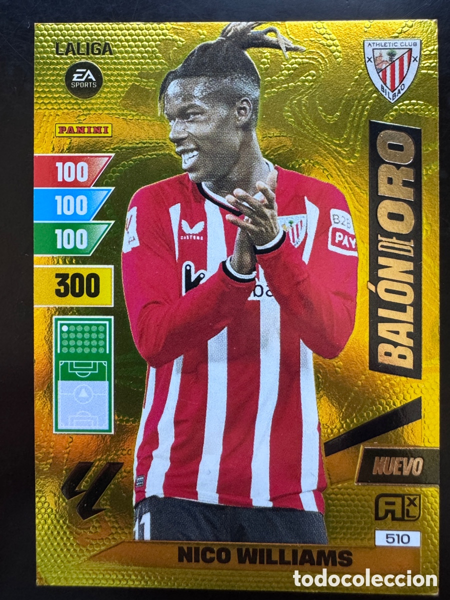 Cromos de f&uacute;tbol: Nico Williams Nuevo Bal&oacute;n de Oro Athletic Adrenalyn 2023/24
