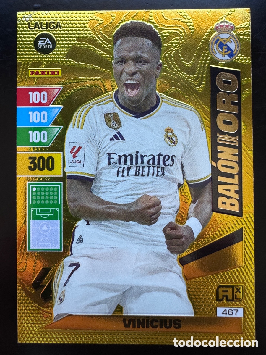 Football Stickers: Vinicius Bal&oacute;n de Oro Real Madrid Adrenalyn 2023/24