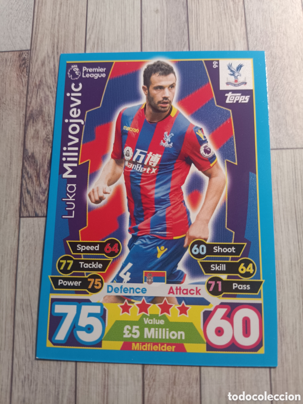 Cromos de f&uacute;tbol: 99 MILIVOJEVIC CRYSTAL PALACE MATCH ATTAX PREMIER LEAGUE 2017 2018 TOPPS 17 18
