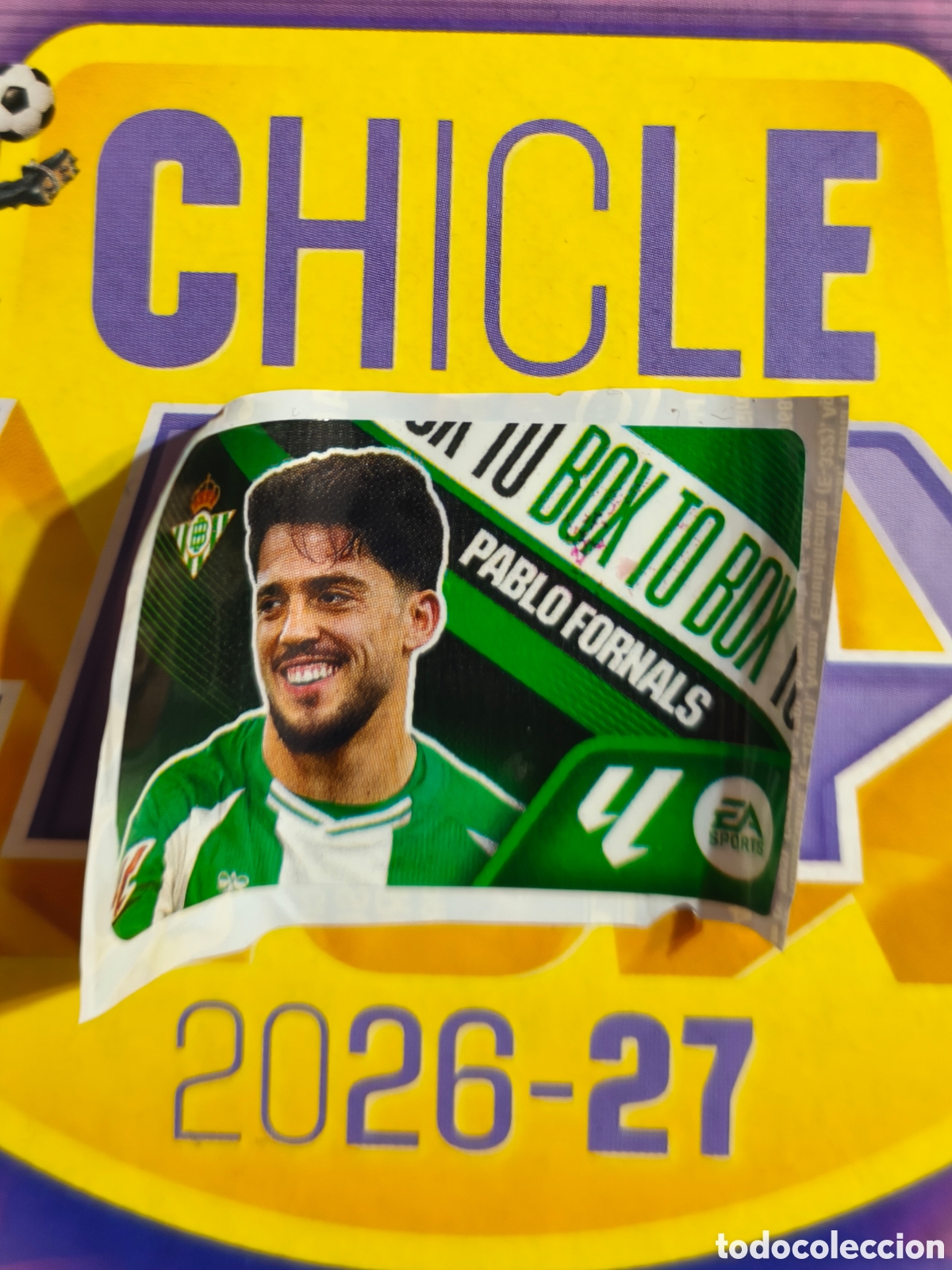 Cromos de f&uacute;tbol: Pablo Fornals BOX TO BOX Chicle liga este 26/27 Real Betis