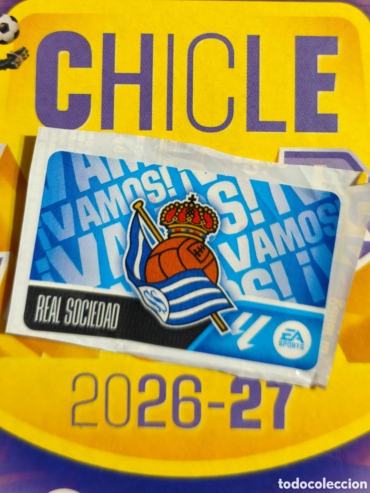Cromos de f&uacute;tbol: Escudo Real Sociedad Chicle liga este 26/27