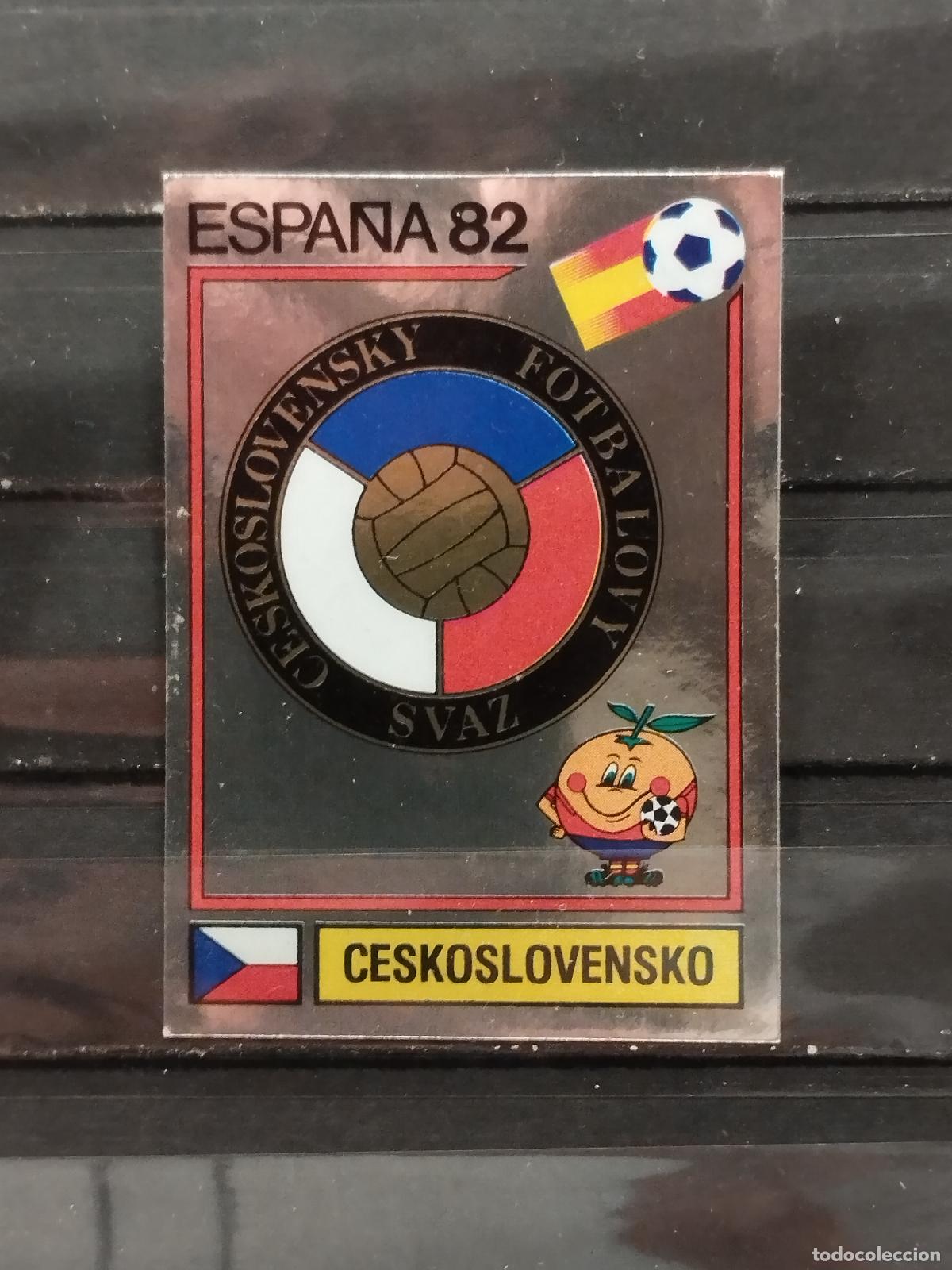 Fu&szlig;ball-Sticker: PANINI. MUNDIAL 82 DE FUTBOL. N&ordm; 256. ESCUDO FEDERACION DE FUTBOL CHECOSLOVACA. METALIZADO