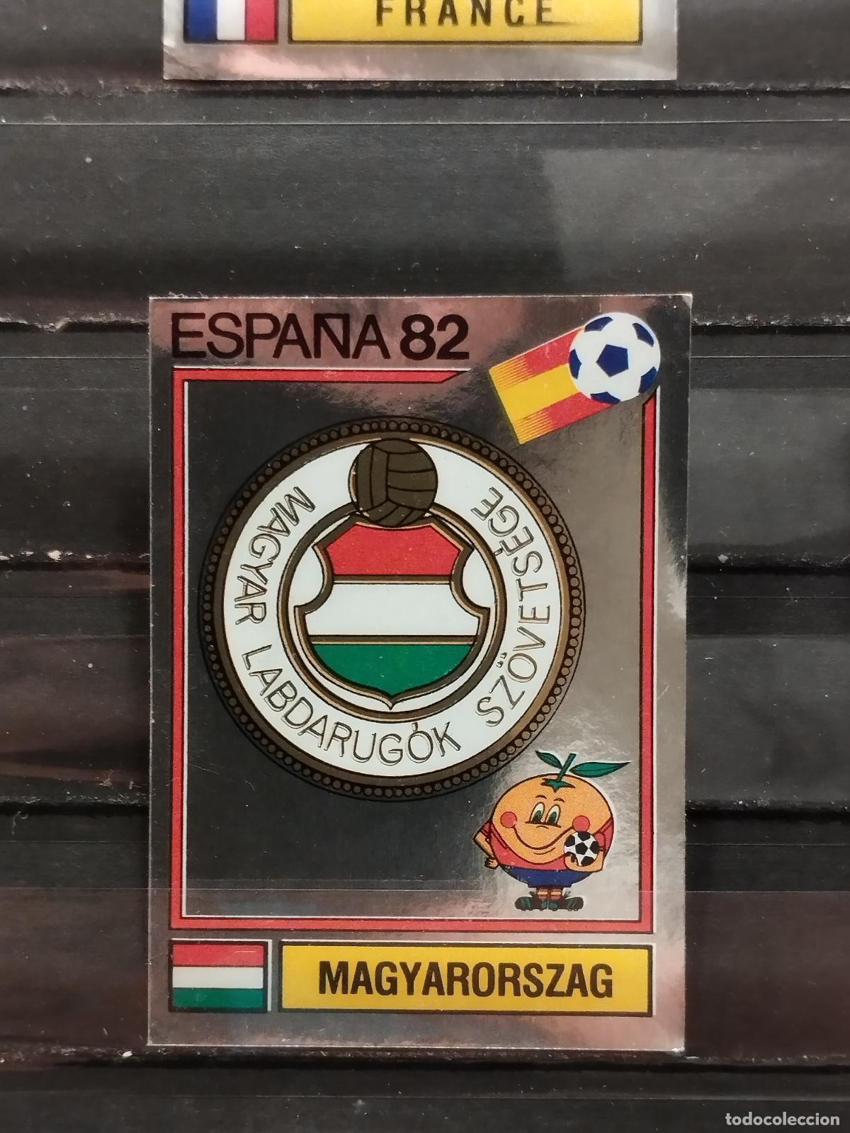 Fu&szlig;ball-Sticker: PANINI. MUNDIAL 82 DE FUTBOL. N&ordm; 182. ESCUDO FEDERACION DE FUTBOL HUNGARA. METALIZADO