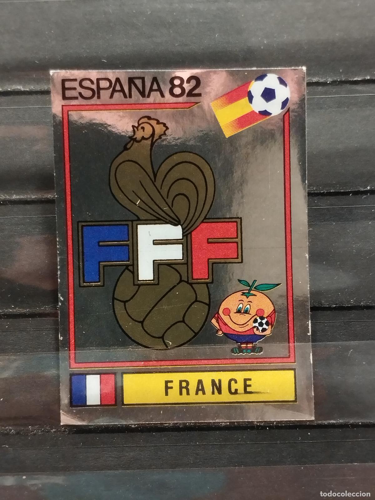 Fu&szlig;ball-Sticker: PANINI. MUNDIAL 82 DE FUTBOL. N&ordm; 274. ESCUDO FEDERACION DE FUTBOL FRANCESA. METALIZADO