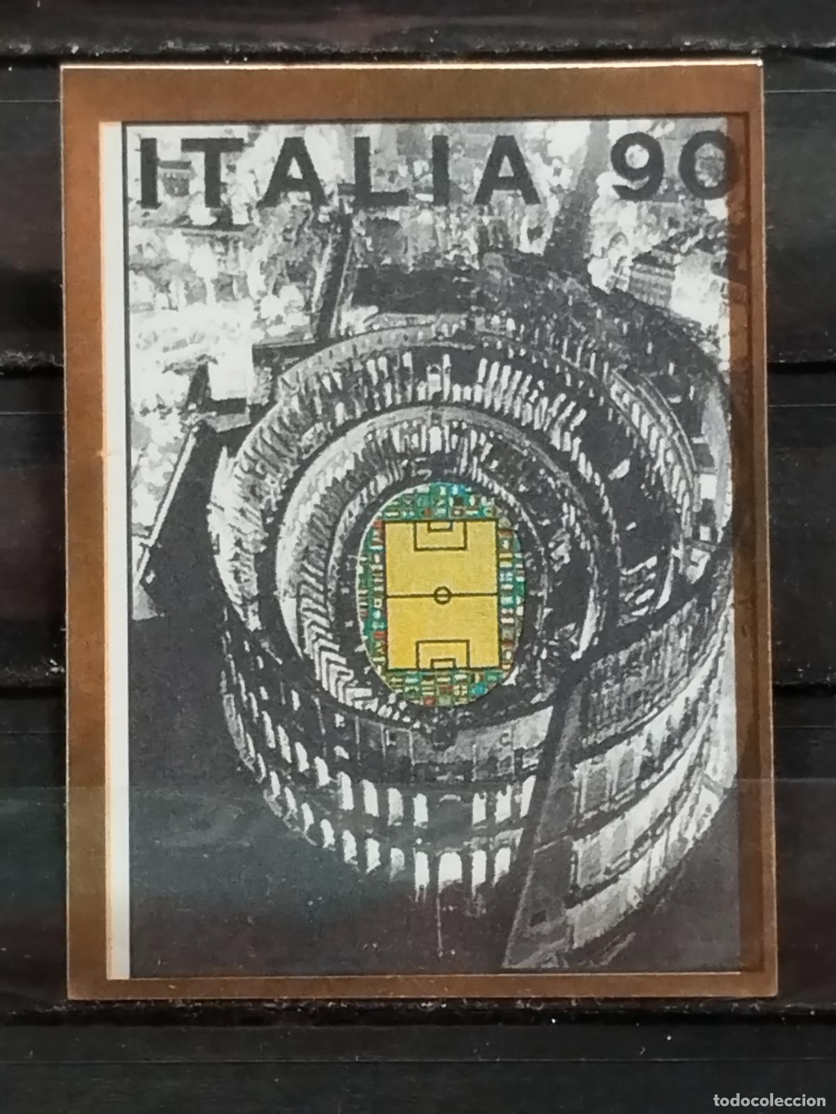 Football Stickers: PANINI. MUNDIAL DE FUTBOL ITALIA '90. N&ordm; 3. ANFITEATRO Y CAMPO DE FUTBOL. IMAGEN DESPLAZADA