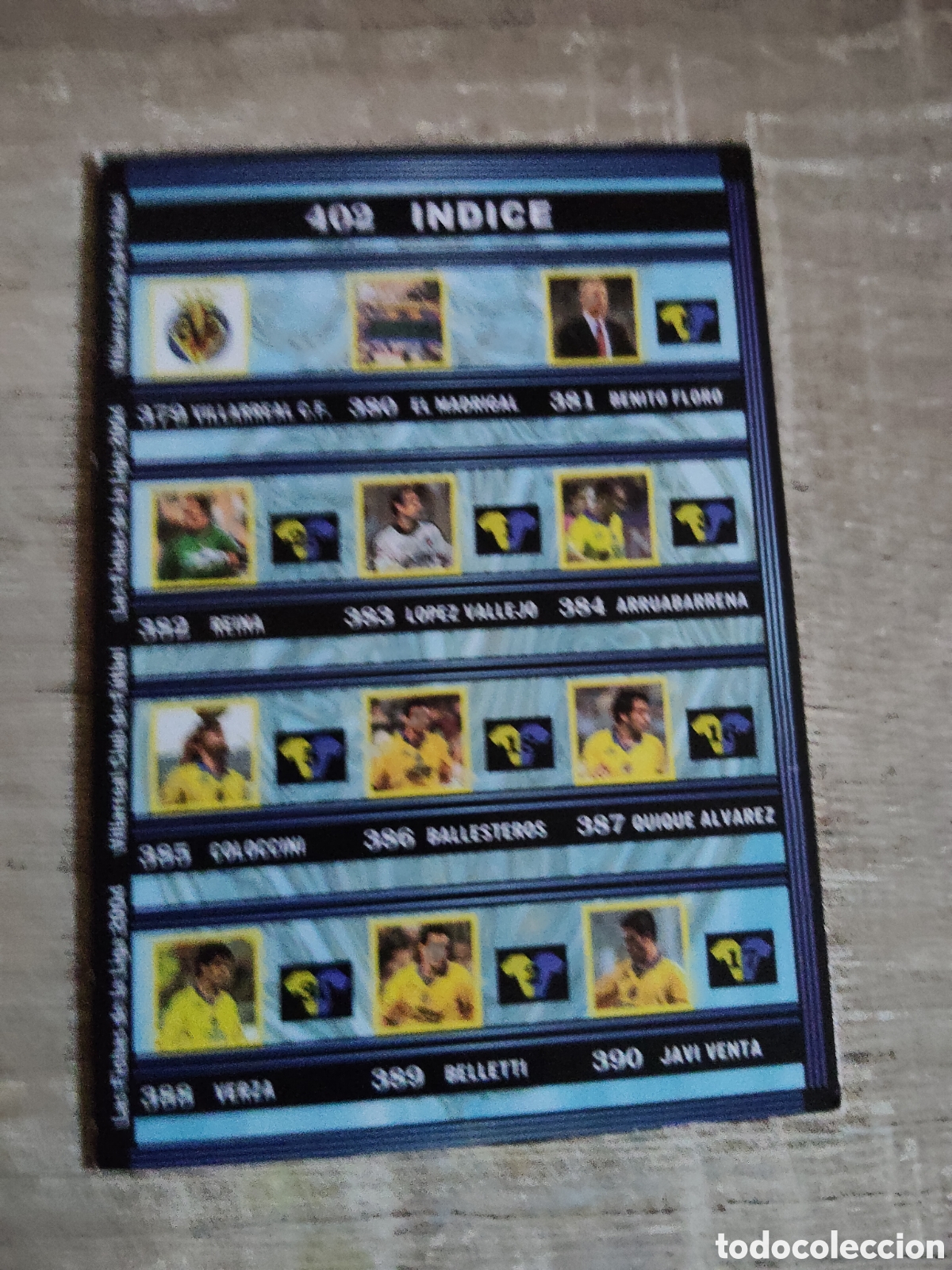 Cromos de f&uacute;tbol: Mundicromo las fichas de la liga 2004 402 &Iacute;ndice Villarreal