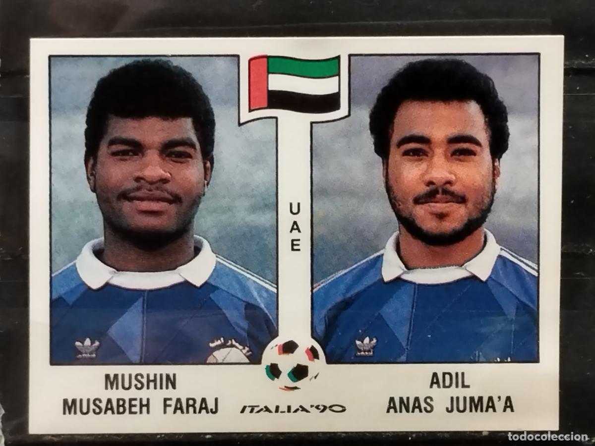 Cromos de f&uacute;tbol: PANINI. MUNDIAL DE FUTBOL ITALIA '90. N&ordm; 307. EMIRATOS UNIDOS. MUSHIN MUSABEH FARAJ, ADIL ANAS JUMAA
