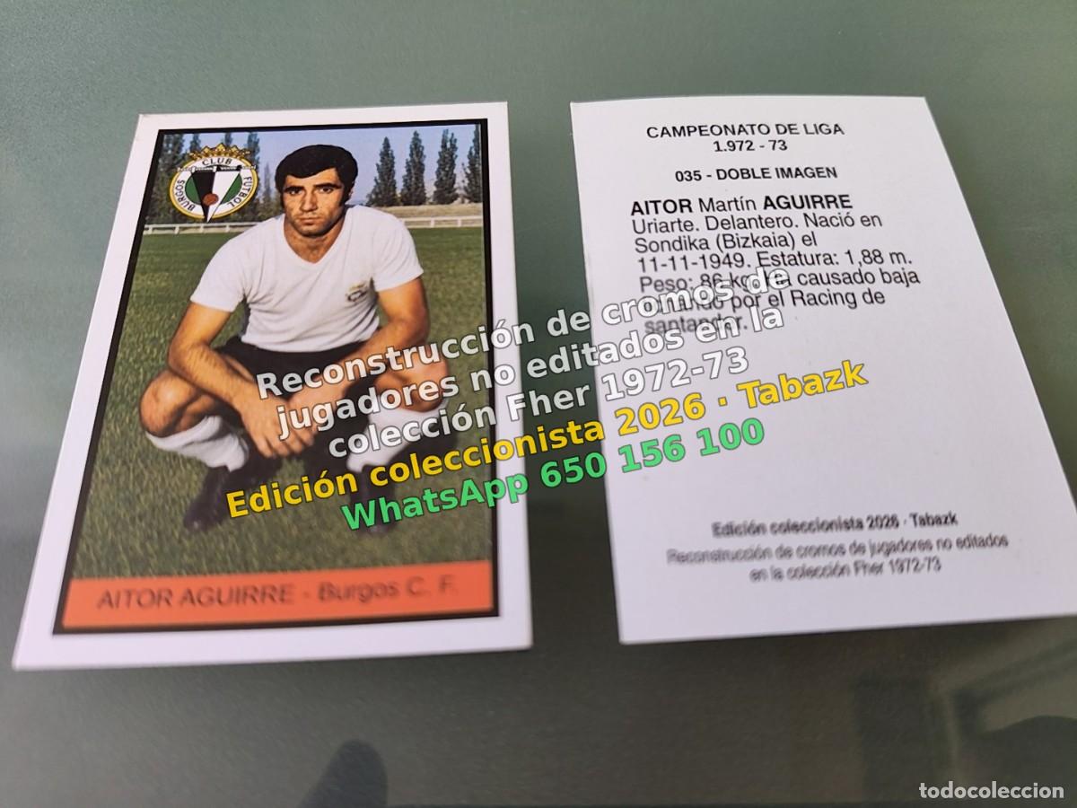 Cromos de f&uacute;tbol: Cromo AITOR AGUIRRE - Burgos C. F. - FHER 1972-1973 DISGRA 72 73 DOBLE IMAGEN